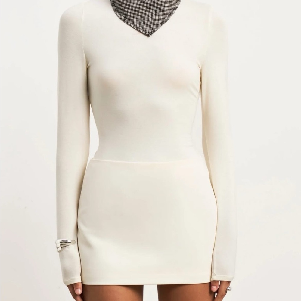 Elegant Cream Long Sleeve Women's Skirt